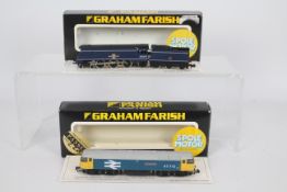 Graham Farish - two N gauge model locomotives, Merchant Navy steam loco with tender,
