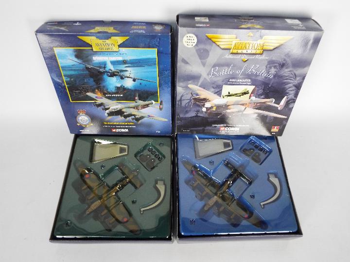 Corgi Aviation Archive - Two boxed 1:144 scale diecast model Lancaster Bombers from Corgi Aviation