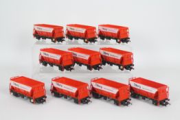 Hornby - 10 x unboxed 00 gauge # R019 PGA Aggregate Hopper wagons in red Tilbury Roadstone Ltd