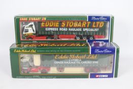Corgi - Two boxed diecast 1:50 scale model trucks in 'Eddie Stobart' livery.