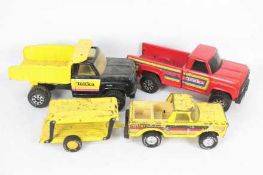 Tonka - Nylint - 3 x vintage pressed steel trucks including a Nylint pickup truck with race car