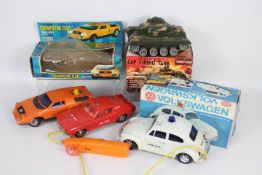 Marx - Triumph - Hong Kong Toy Centre - Playart - 4 x vintage plastic vehicles,