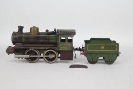 Bing - An unboxed Bing O gauge live steam 0-4-0 steam locomotive with unassociated Hornby O gauge