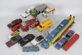 Dinky - 17 x unboxed models including # 974 AEC Hoynor car transporter,