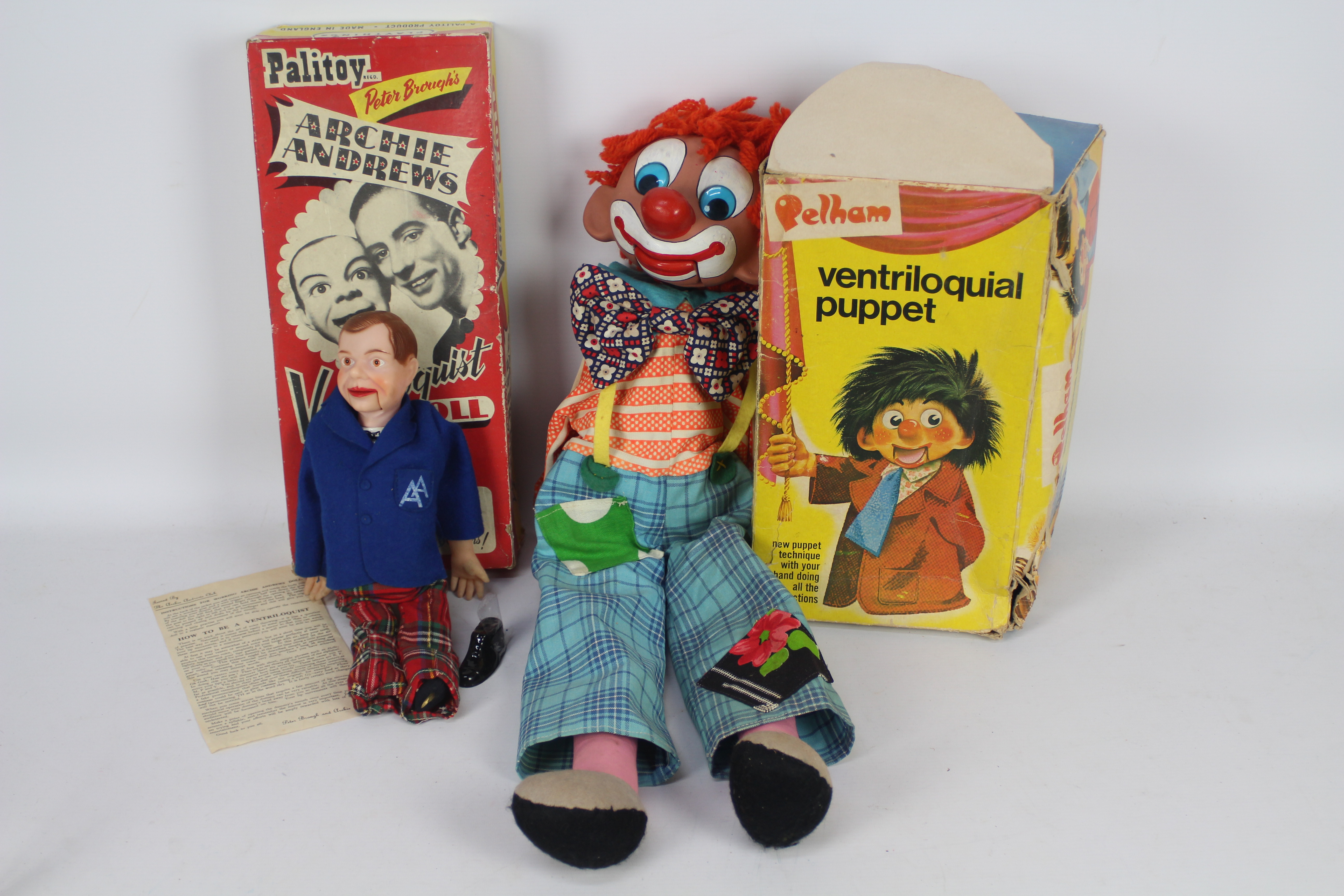 A Palitoy Peter Brough's Archie Andrews Ventriloquist Doll (missing one shoe) contained in original