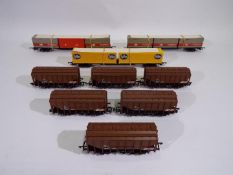 Bachmann - Hornby - 9 x unboxed 00 gauge wagons including six Bachmann Bulk Grain wagons in BR