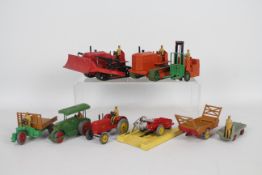 Dinky Toys , Crescent - Nine unboxed Dinky Toys and an unboxed Crescent Ramp.