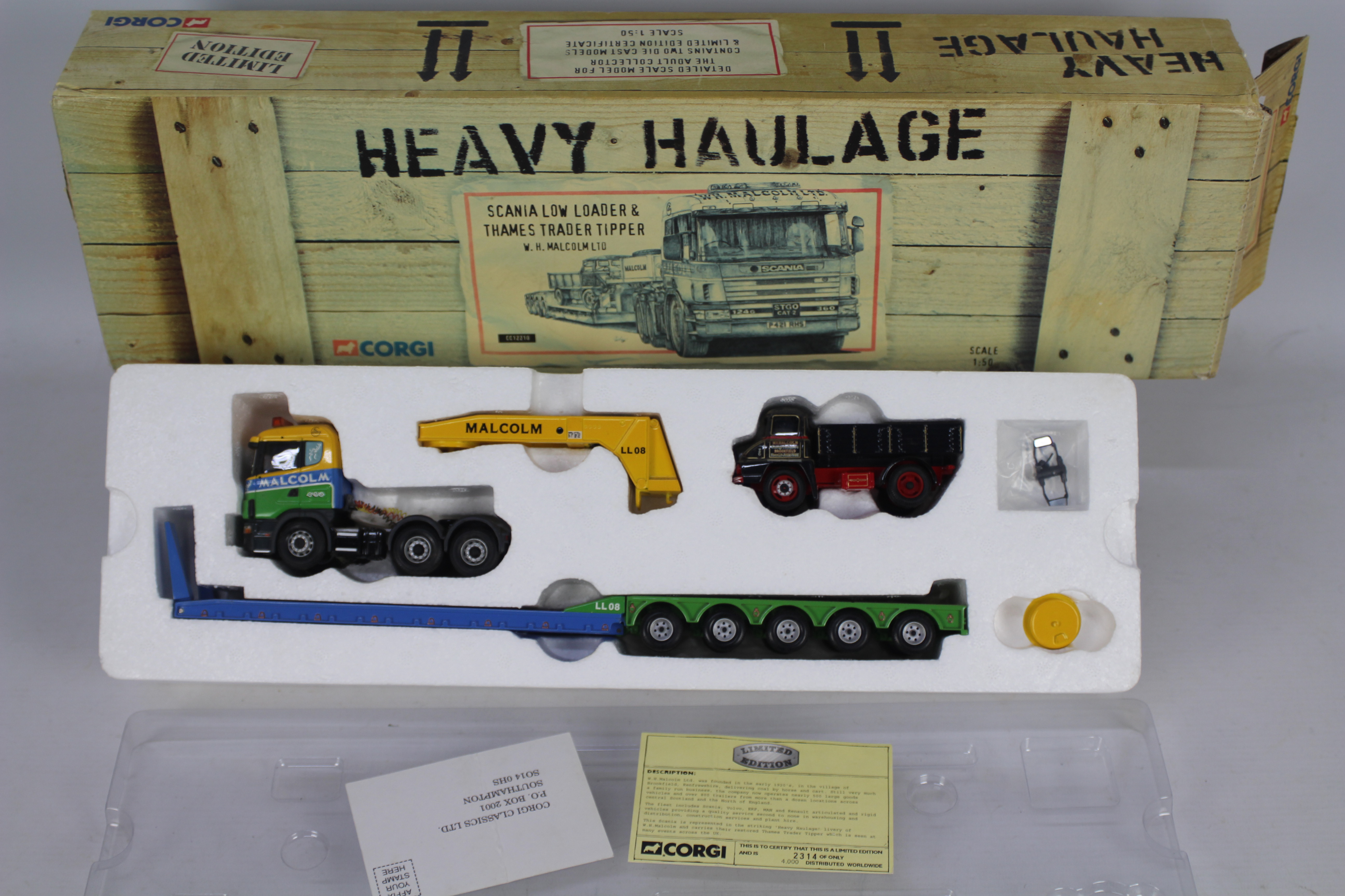 Corgi - Heavy Haulage - A boxed limited edition Scania Low Loader and Thames Trader Tipper in W.H.