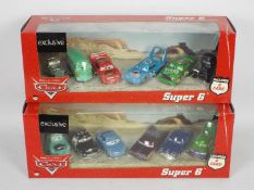 Mattel Disney Pixar Cars - Two boxed Disney Cars Super 6 sets.