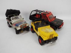 Joustra - New Bright - 3 x vintage large plastic car models,