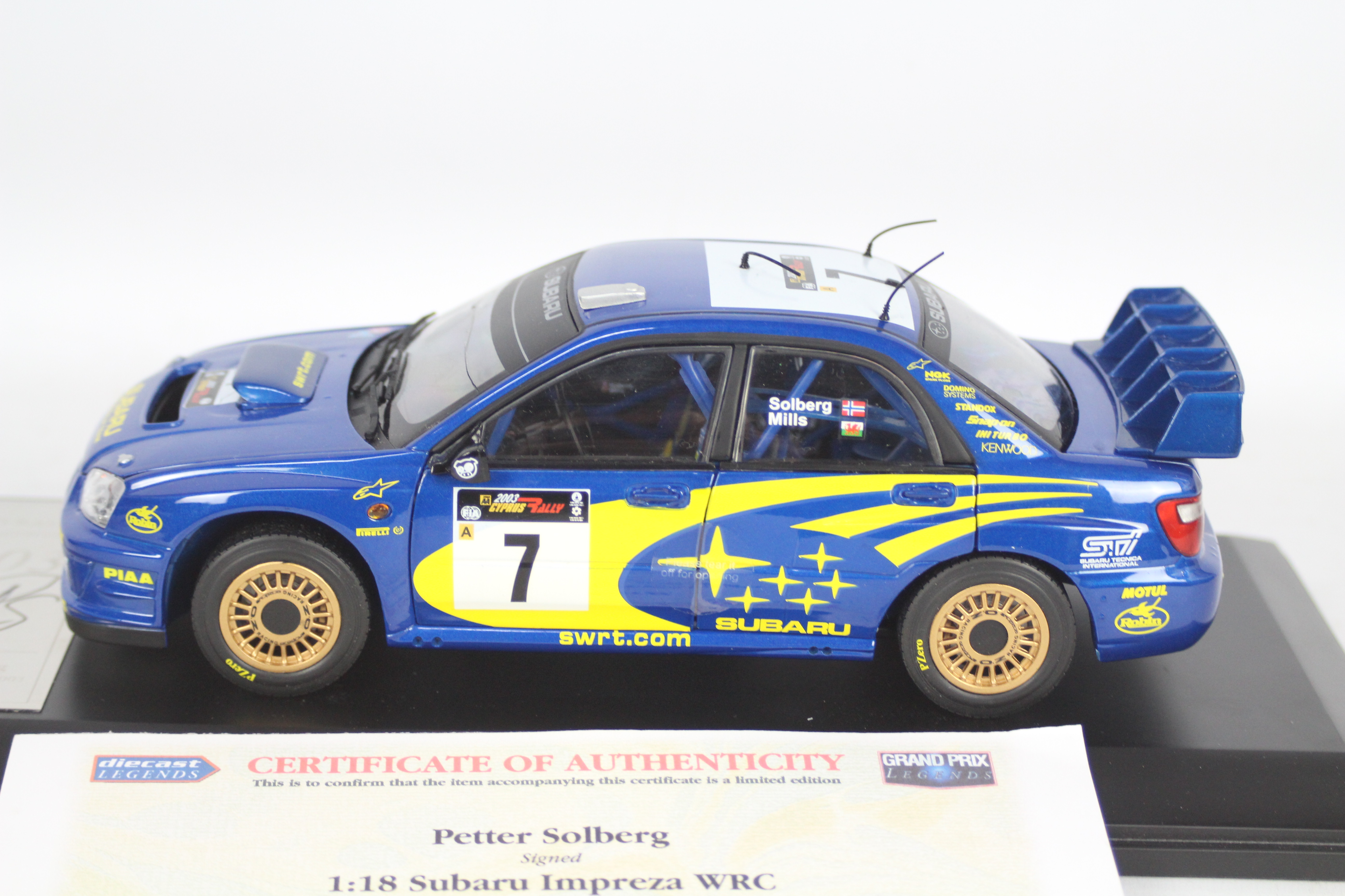Sunstar - A signed limited edition 1:18 Subaru Impreza WRC Rally Of Finland 2003 car with a plinth - Image 2 of 5