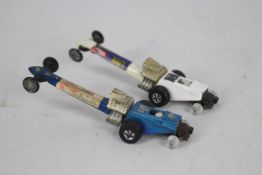 Hot Wheels - Two unboxed Hot Wheels 'Snake & Mongoose' Rail Fuel Dragsters in Blue and Enamel