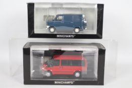 Minichamps - 2 x limited edition Ford Transit models in 1:43 scale,