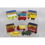 Matchbox - Moko - Lesney - 9 x models, four boxed and five loose including # 23 Trailer Caravan,