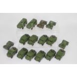 Dinky - 16 x unboxed Military models including ten # 688 Field Artillery Tractors,