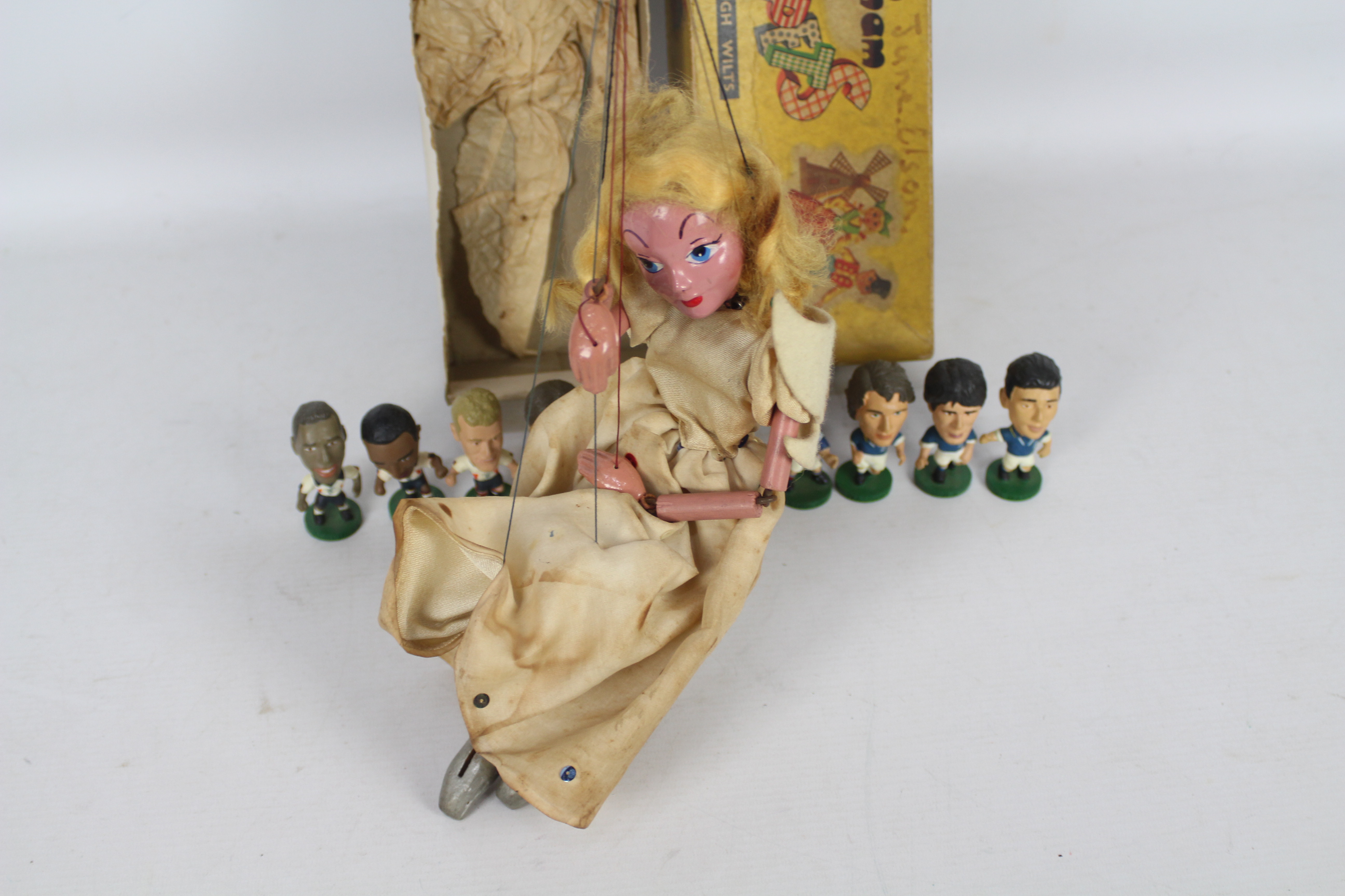 Pelham Puppets - Corinthians - A boxed vintage Pelham Puppet Fairy and 10 x Corinthian Football - Image 2 of 3