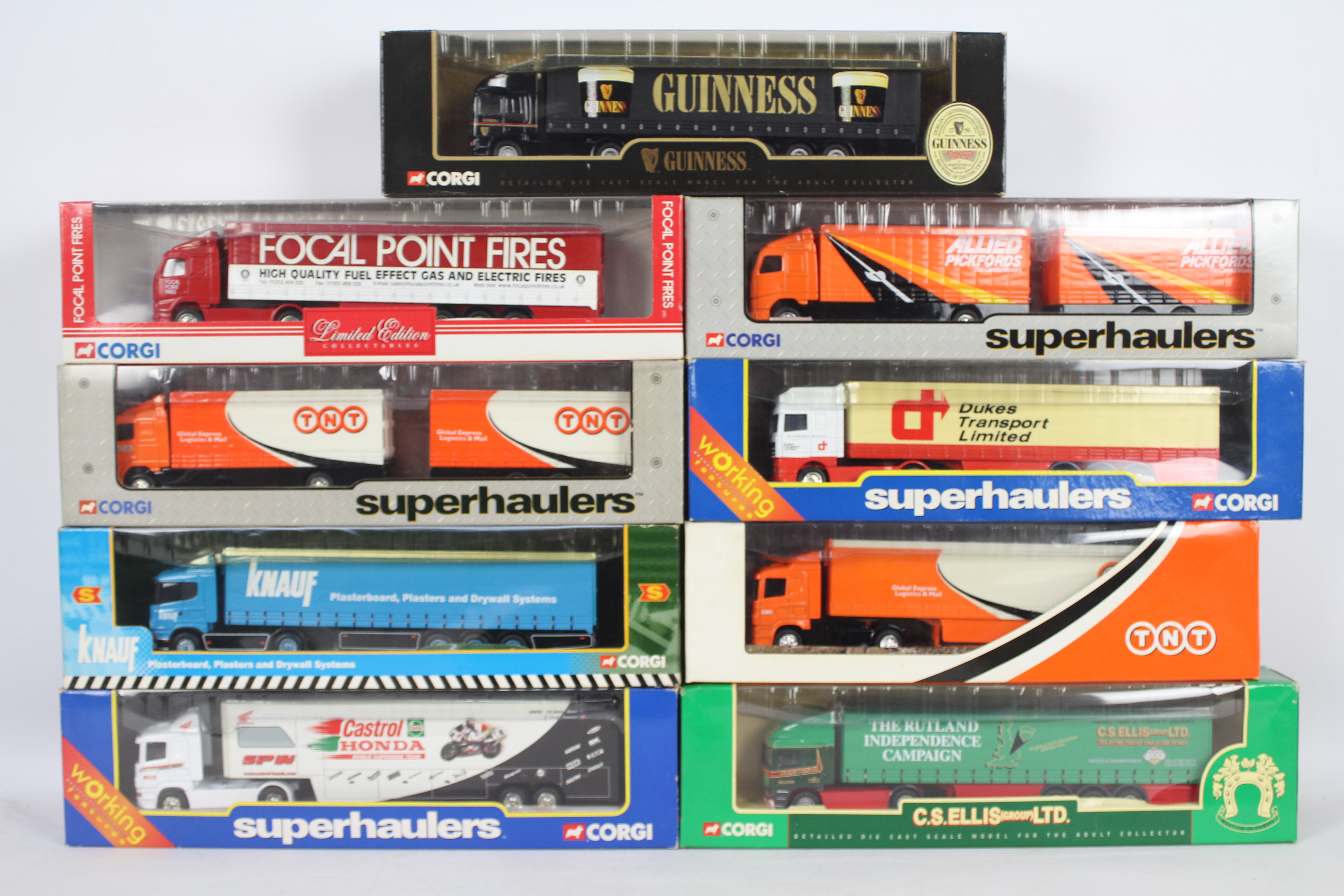 Corgi - An armada of 9 boxed 1:64 scale diecast model trucks from Corgi.