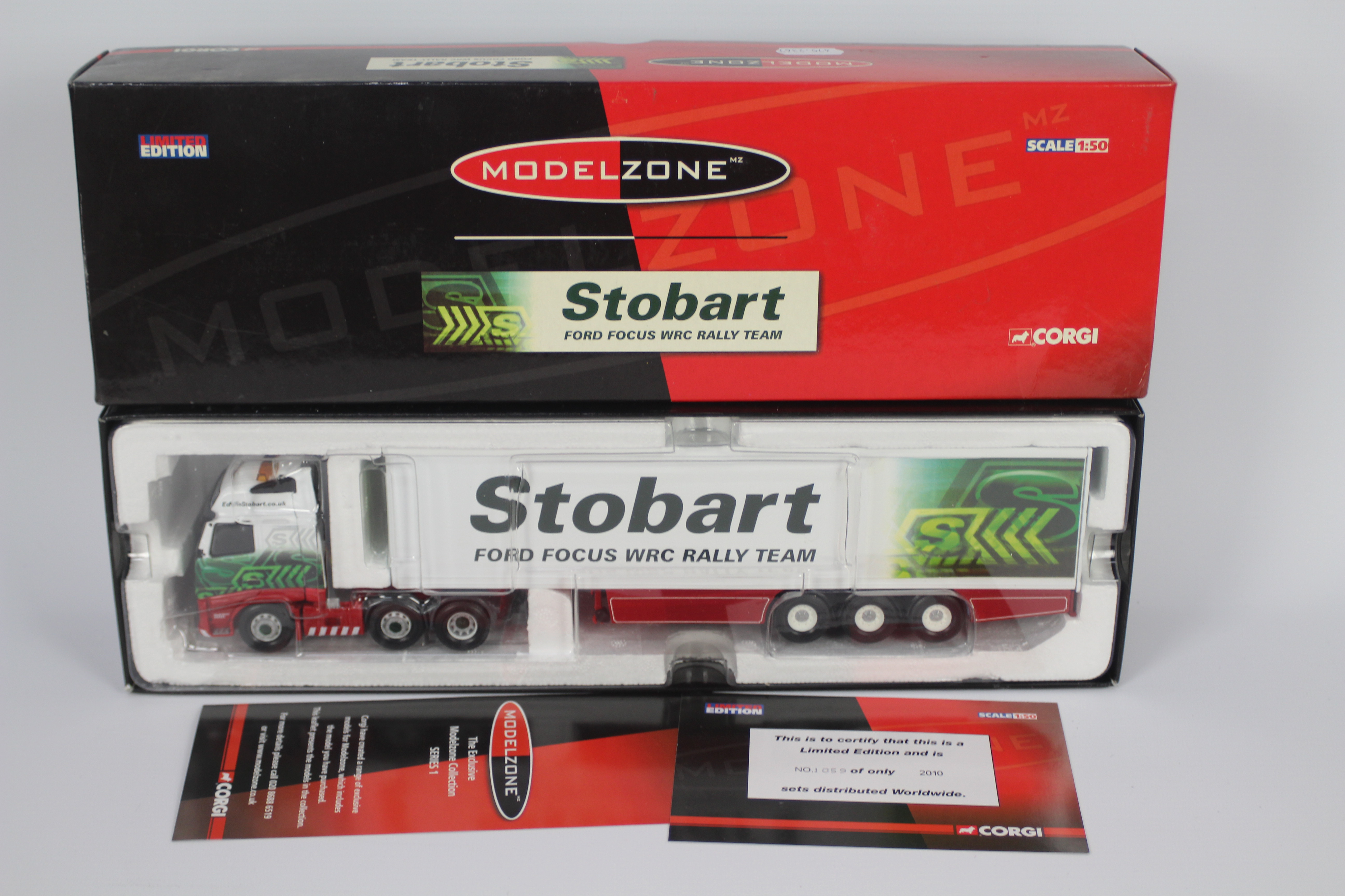 Corgi - Eddie Stobart - A boxed limited edition Volvo FH Box Trailer in Eddie Stobart Ford Focus