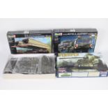 Revell, Tasca - Three boxed plastic military vehicle model kits.