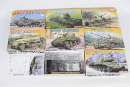 Dragon - Seven boxed 1:72 scale plastic military vehicle model kits by Dragon.