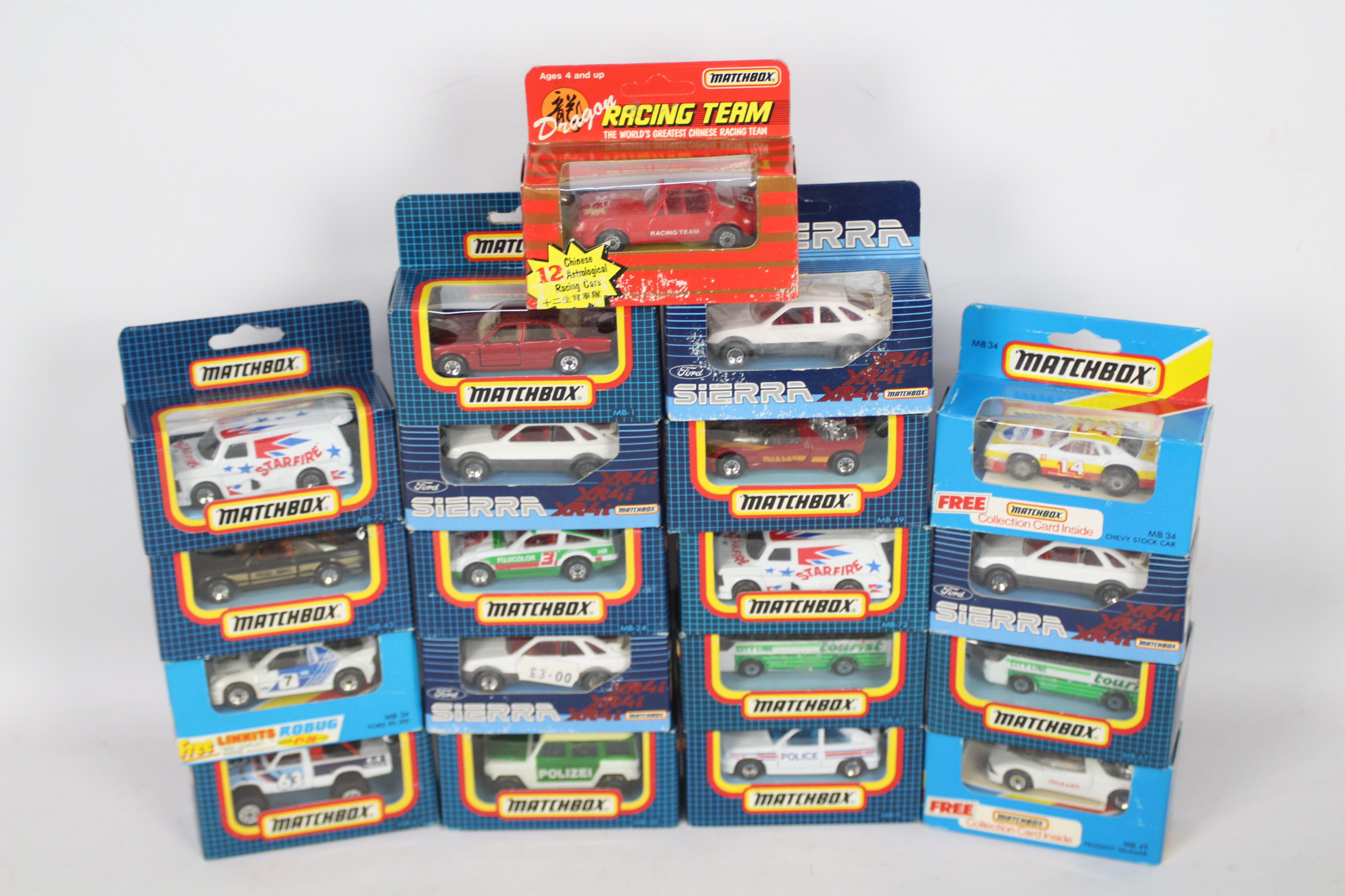 Matchbox - 19 x boxed models from the 1980s including # MB-27 Ford Transit Supervan,