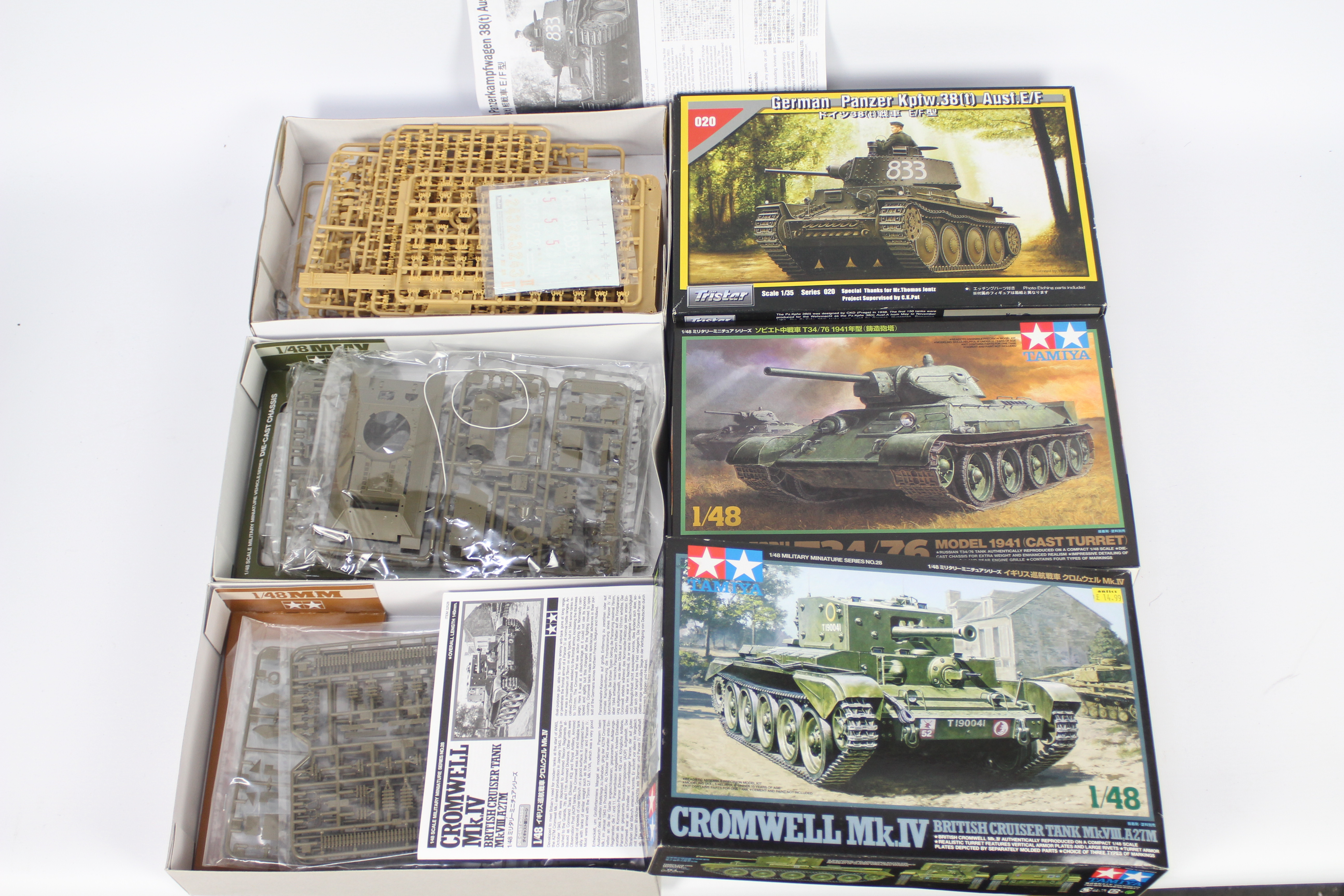 Tristar, Tamiya - Three boxed plastic model tank kits.