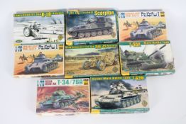 Fujimi, Ace Models - Eight 1:72 scale plastic military vehicle and artillery model kits.