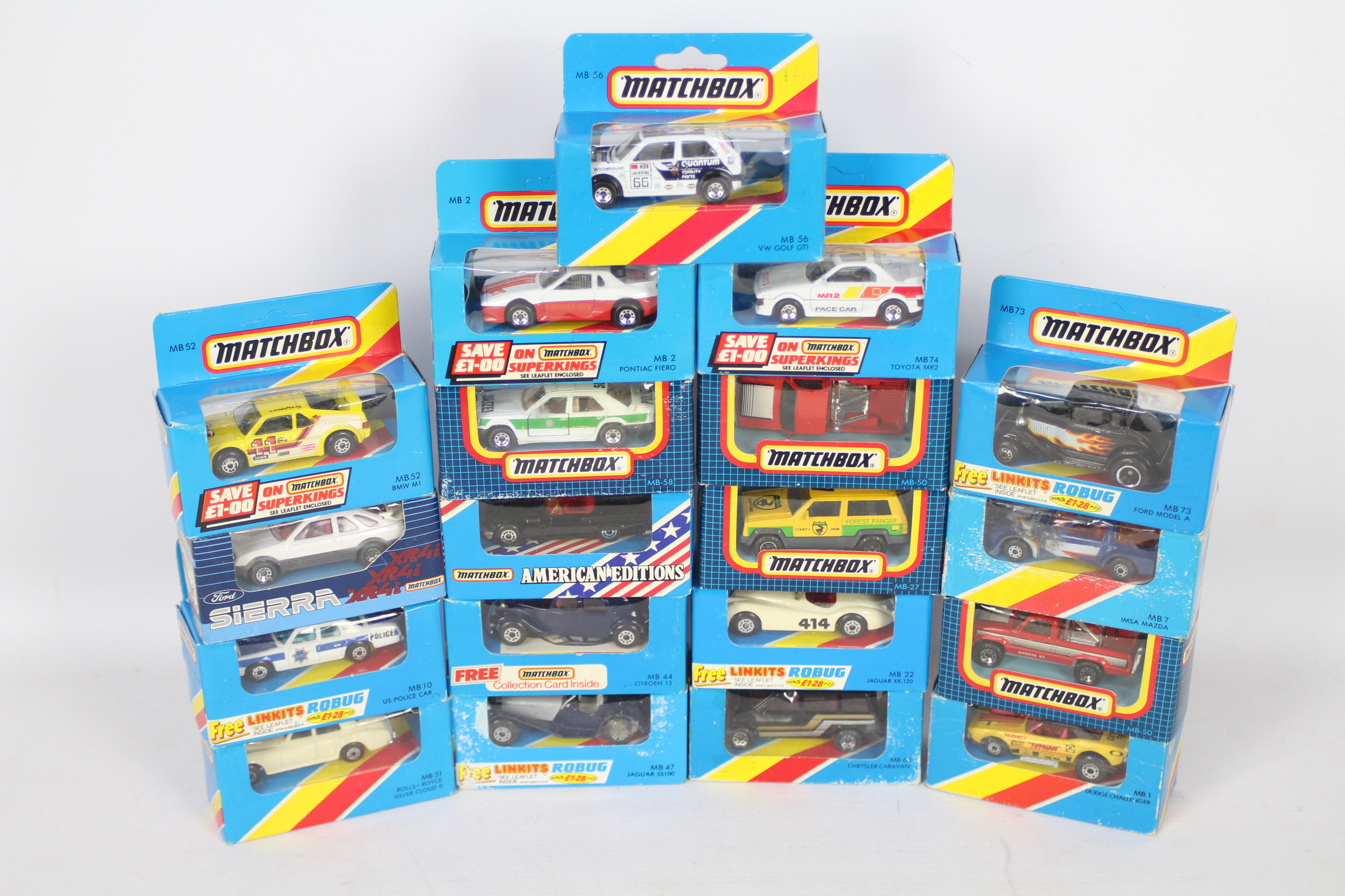 Matchbox - 19 x boxed models from the 1980s including # MB-56 Volkswagen Golf GTI,