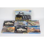 Italeri, Revell - Seven boxed plastic military vehicle model kits mainly in 1:72 scale.