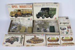 Tamiya - Revell - Italeri - 8 x boxed military model kits in 1:35 scale including Schwimmwagen #