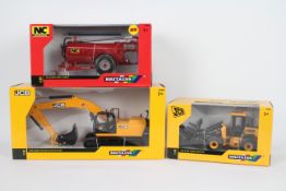 Britains - 3 x boxed models in 1:32 scale, a JCB 416S Farm Master # 42511,