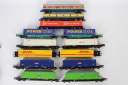 Bachmann - A rake of eight unboxed Intermodal and Container wagons.