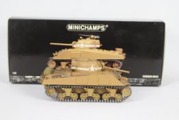 Minichamps - A boxed Minichamps 1:35 scale #350040001 Sherman M4A3 tank.