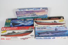 Academy Models - Mini Hobby Models - Doyusha - 5 x boxed model ship kits including German Submarine