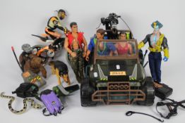 Hasbro - Action Man - A collection of Action Man items including 5 x figures, a car, a bicycle,