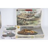 Tamiya - Zhengdefu - Boxed military model Tank kits including a 1:25 scale remote control Tiger I #