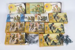 Airfix - 12 x boxed sets of soldier figures in 1:32 scale including three boxes of German Infantry,