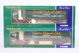 Corgi - A pair of boxed Corgi 1:50 scale Limited Edition diecast model trucks in Eddie Stobart