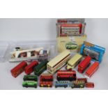 Dinky - Matchbox - Corgi - Barton Toys - A collection of 19 x bus models and a collection of garage