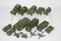 Dinky - 15 x unboxed Military models including Centurion Tank # 651, Hawker Hunter # 736 x 2,