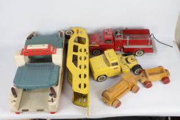 Tonka - MB Games - A collection of vintage toys including a wooden Car Ferry measuring 60 cm long,