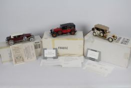 Franklin Mint - 3 x boxed cars in 1:24 scale including 1911 Rolls Royce Tourer,