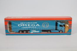 Tekno - A boxed Tekno #66 'The British Collection' 1:50 scale diecast Scania Curtainside 'Omegai'.