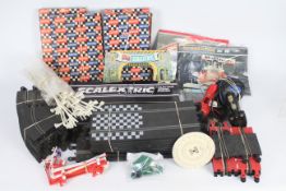 Scalextric - A collection of vintage Scalextric items including track, controllers, a boxed bridge,