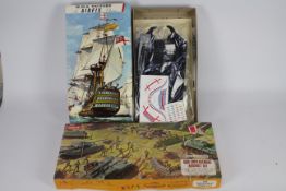 Airfix - 2 x boxed vintage model kits, HMS Victory # 902 and a Gun Emplacement Assault Set # 1721.