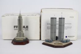 Danbury Mint - 2 boxed models, The Empire State Building and The Twin Towers.