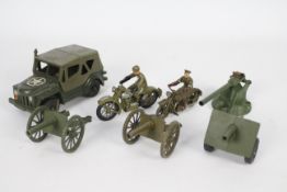 Britains - Morestone - 7 x unboxed Military models including Britains and Morestone Despatch Rider