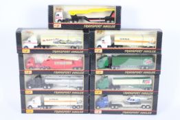 Maisto - A fleet of nine boxed 1:64 diecast model trucks from Maisto's 'Transport Hauler' series.