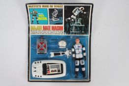 Mattel - Man In Space - A rare unopened 1966 dated Major Matt Mason carded figure with space sled,