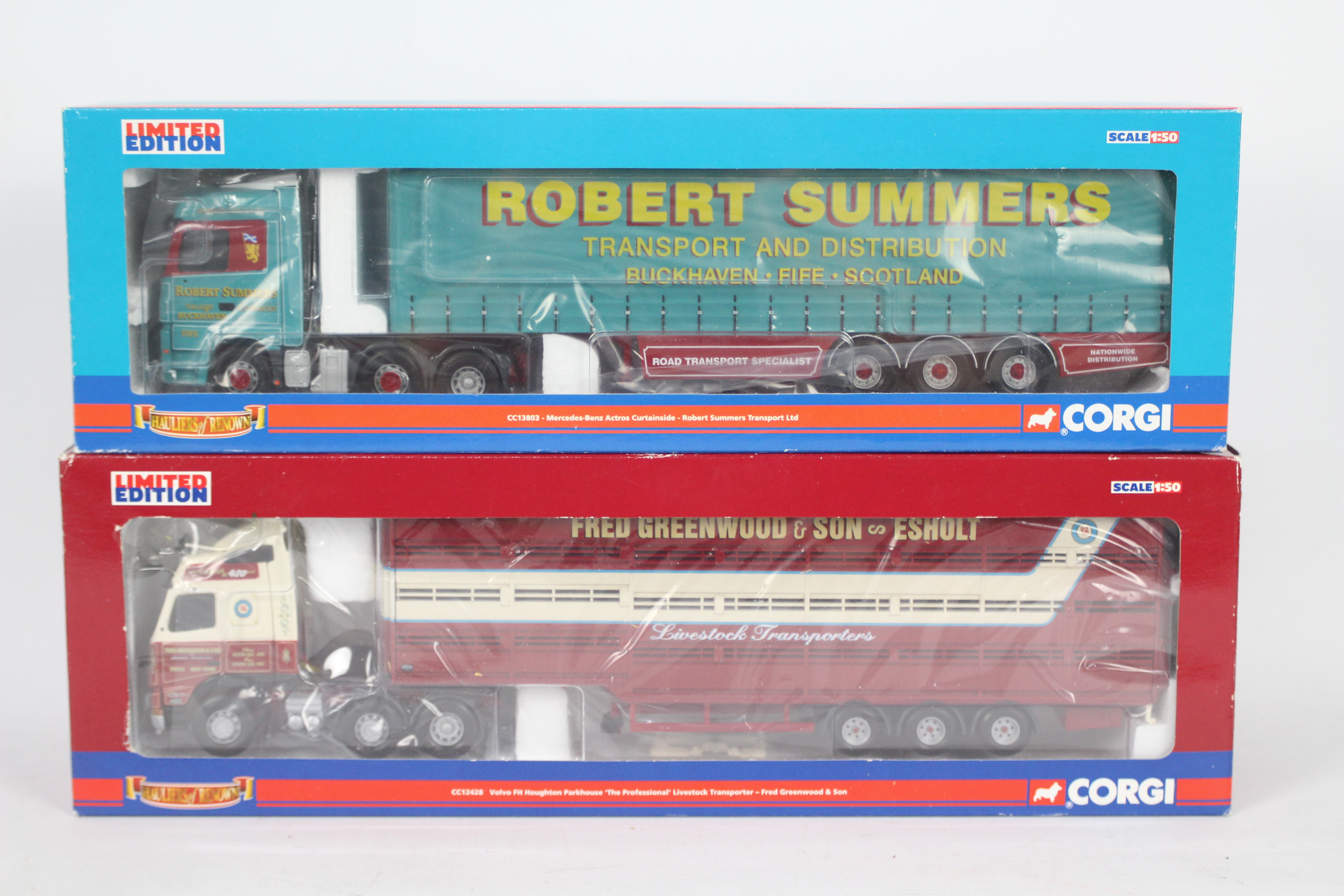 Corgi - A pair of boxed Corgi Limited Edition 1:50 scale diecast trucks from the Corgi 'Hauliers of